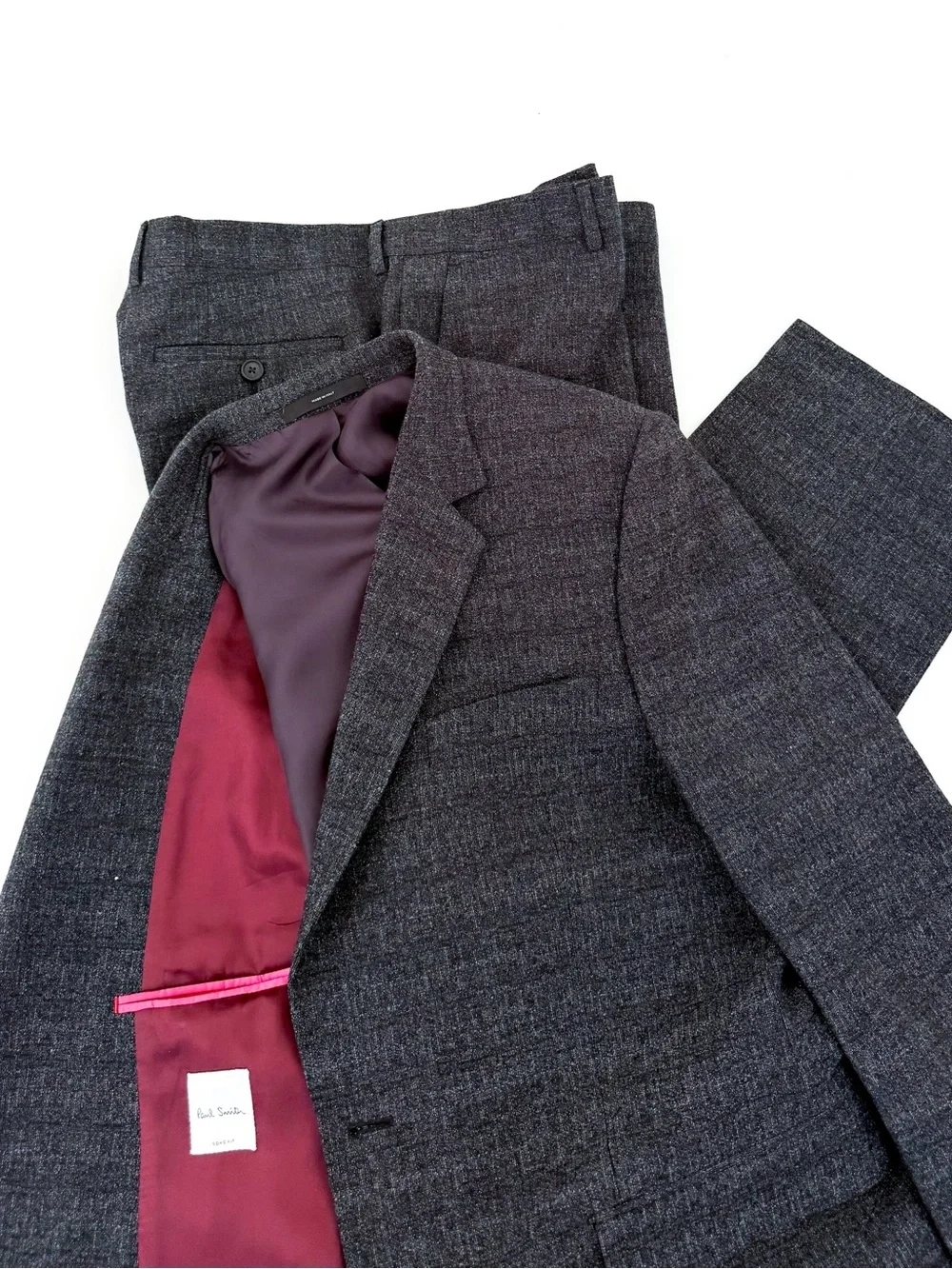Paul Smith Soho Fit Textured Wool Suit Charcoal Dark Gray Textured Men's 42R